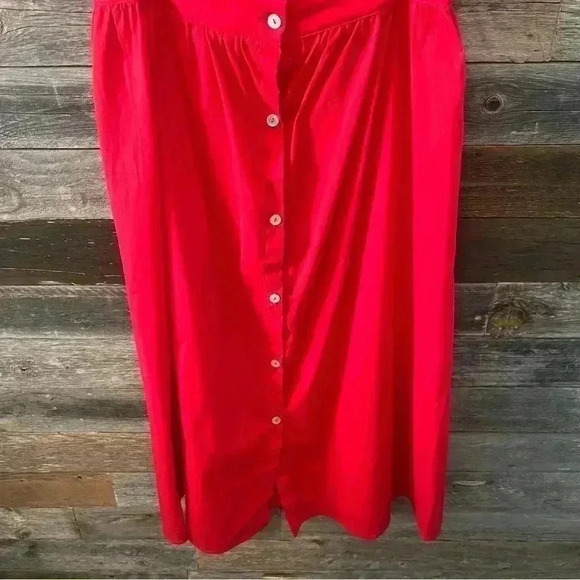 GB Cotton Stretch Red Spaghetti Strap Peep Stomach Button Down Tank Sun Dress M - Picture 7 of 8